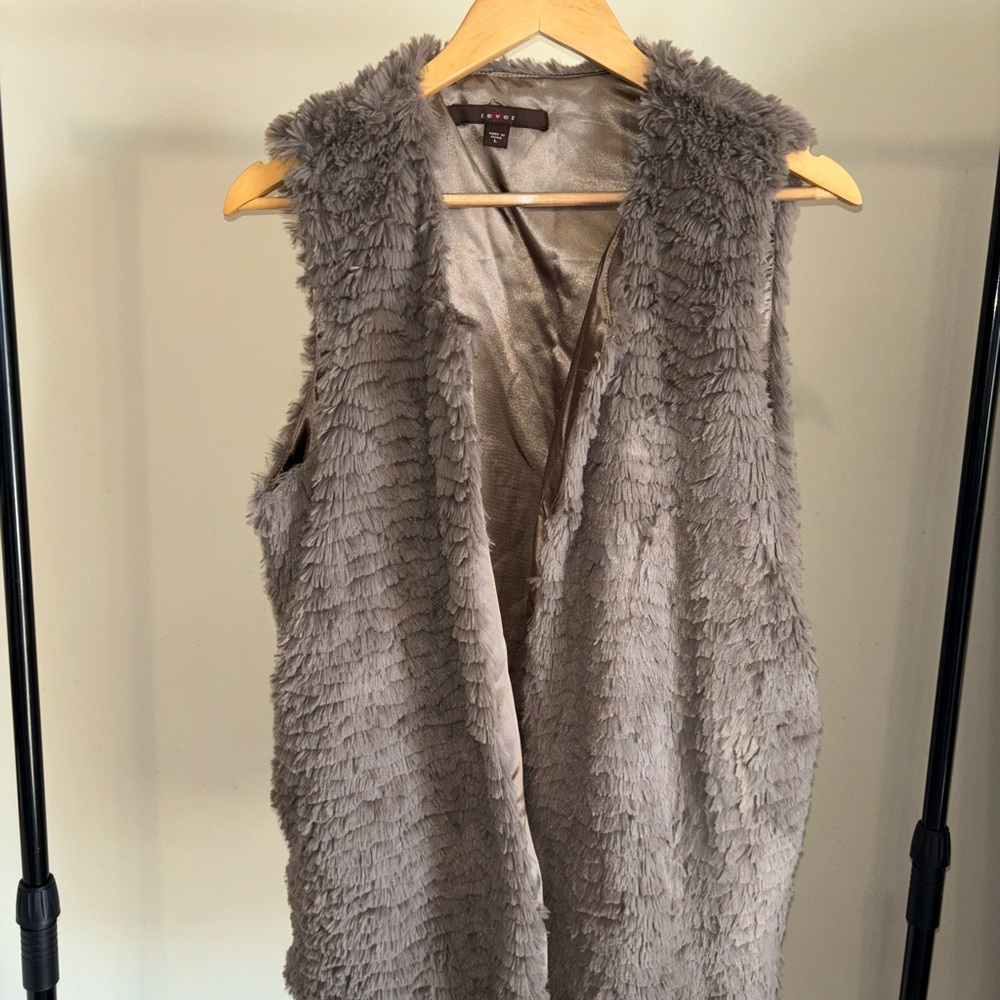 Gray Faux Fur Vest